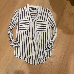 Lulu's Navy and White Striped Women's Shirt